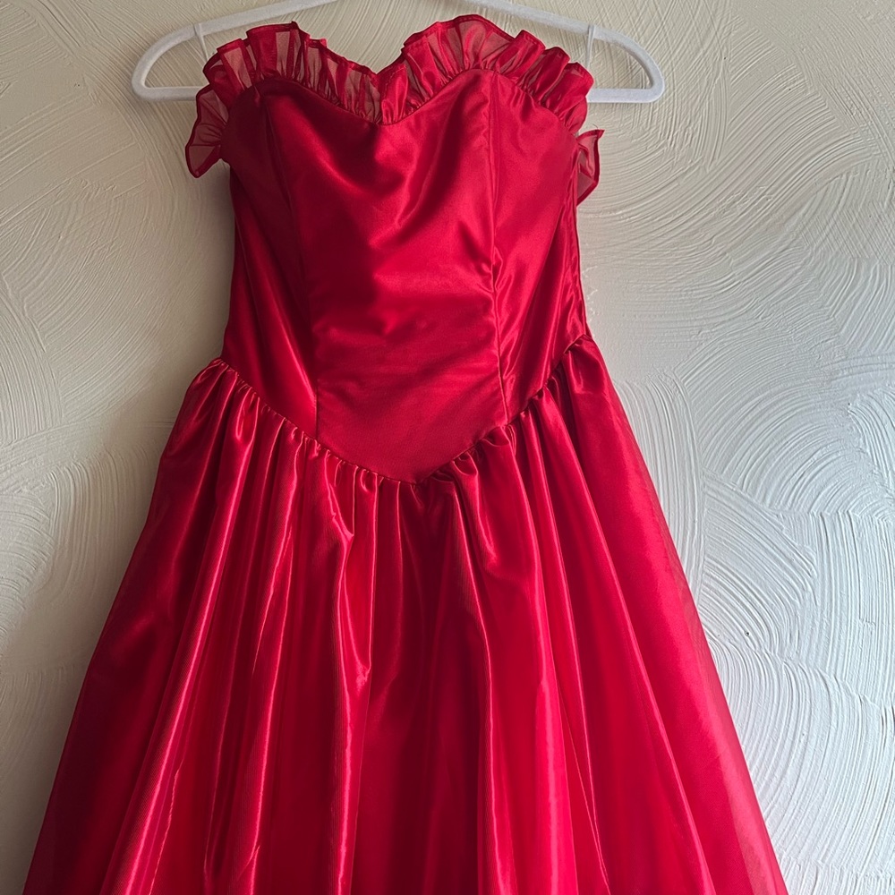 Precious moments women sheeny red ballgown prom dress
